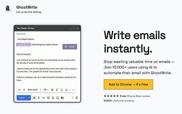 #Chrome 插件 电子邮件助手 Ghostwrite