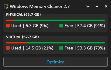 #Windows Memory cleaning tool：WinMemoryCleaner
