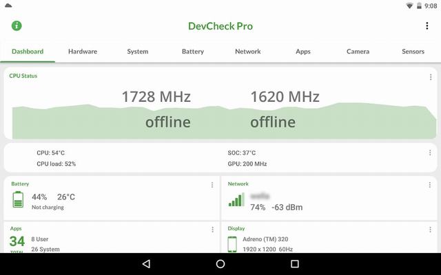 #Android Monitoring device hardware status：DevCheck Device